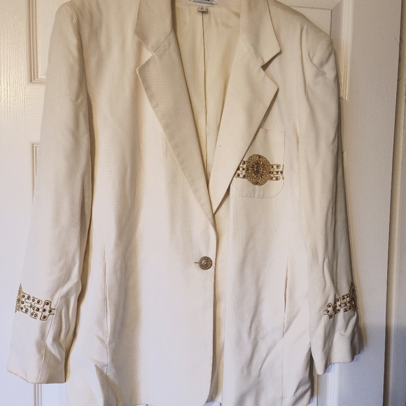 Ivory Giancarlo Ferrari blazer with gold braiding on sleeves and on front pocket - Picture 1 of 4